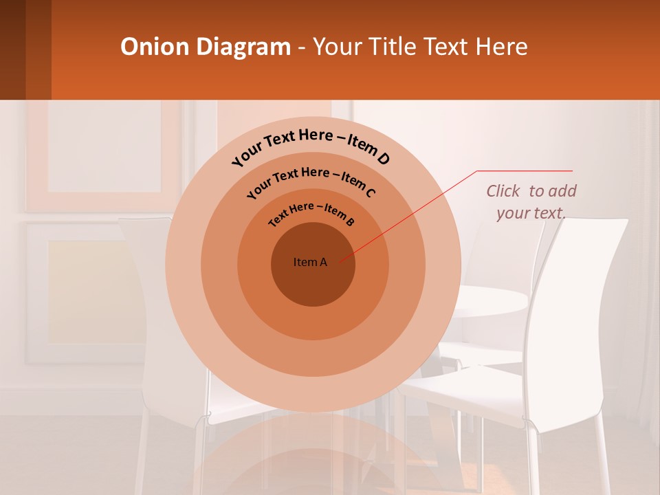 A White Table And Chairs In A Room PowerPoint Template
