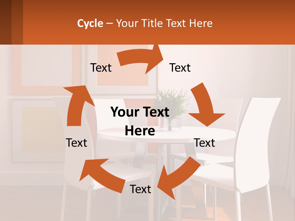 A White Table And Chairs In A Room PowerPoint Template