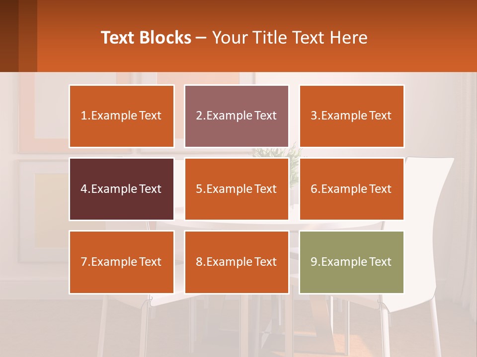 A White Table And Chairs In A Room PowerPoint Template
