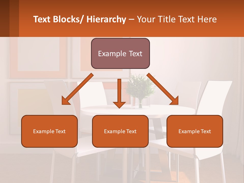 A White Table And Chairs In A Room PowerPoint Template