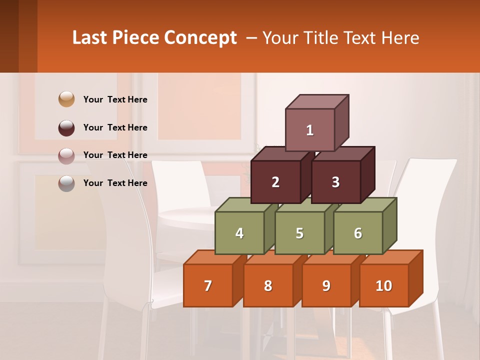 A White Table And Chairs In A Room PowerPoint Template