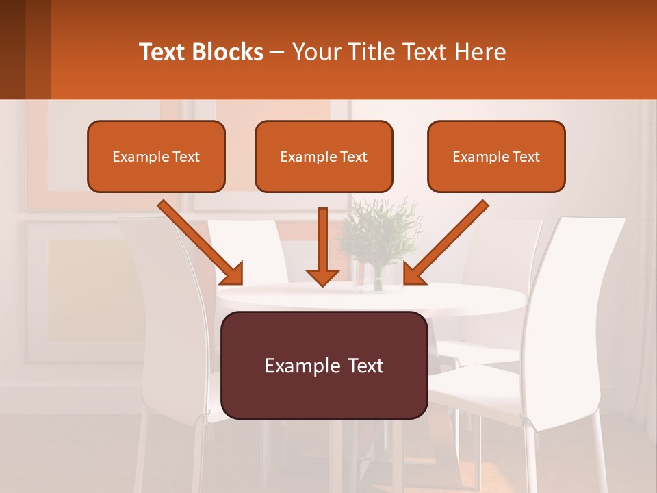 A White Table And Chairs In A Room PowerPoint Template