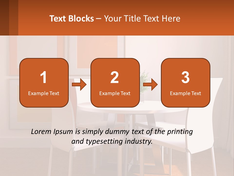 A White Table And Chairs In A Room PowerPoint Template