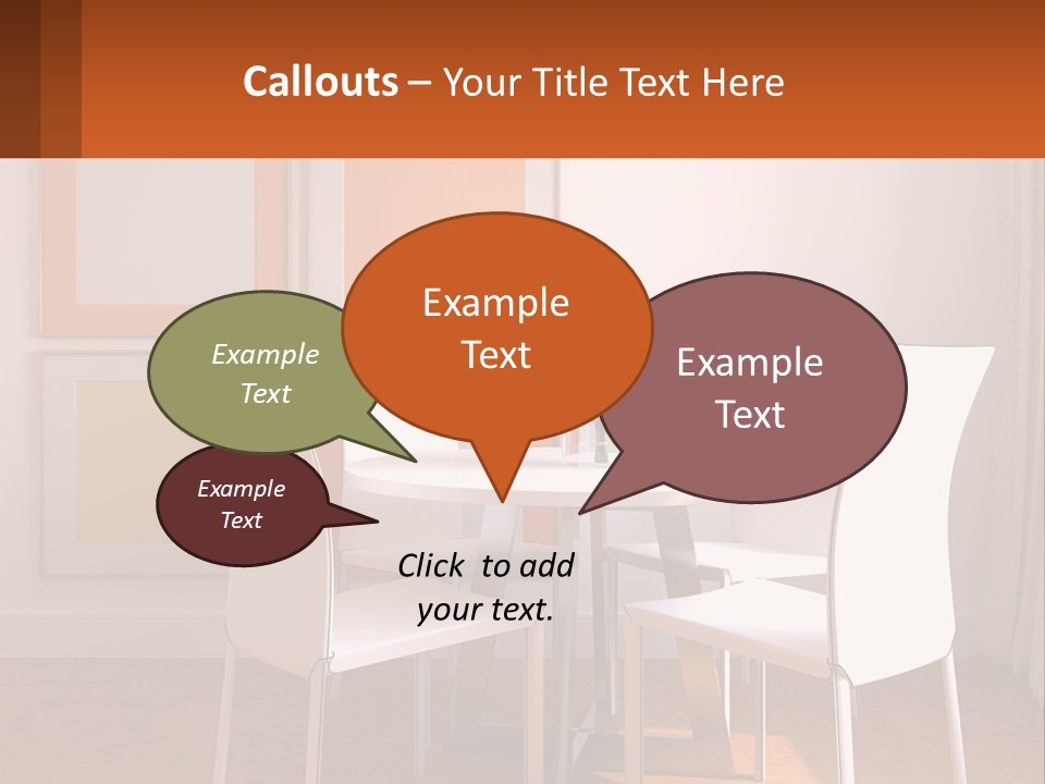 A White Table And Chairs In A Room PowerPoint Template