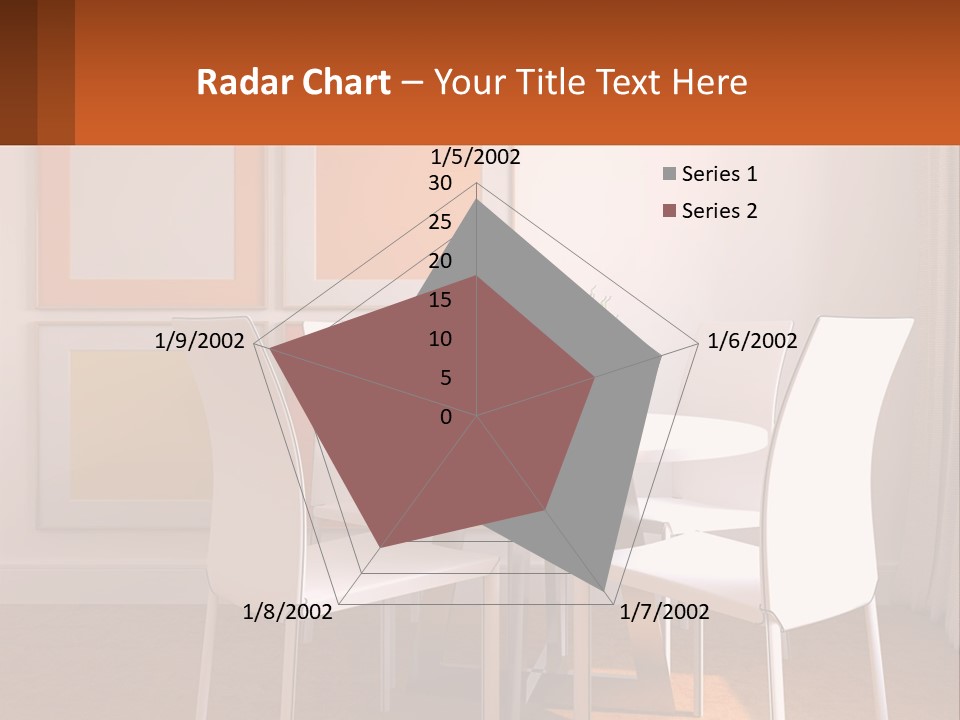 A White Table And Chairs In A Room PowerPoint Template