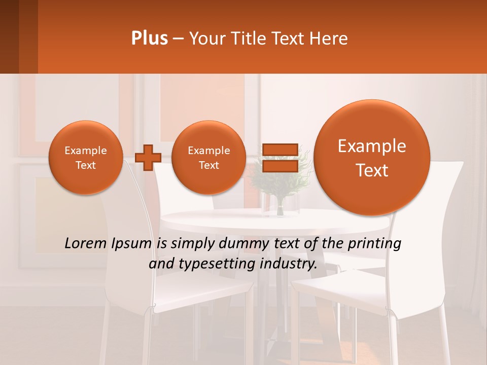 A White Table And Chairs In A Room PowerPoint Template