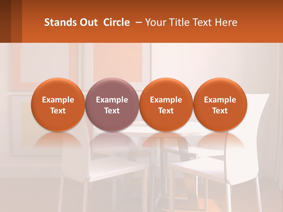 A White Table And Chairs In A Room PowerPoint Template