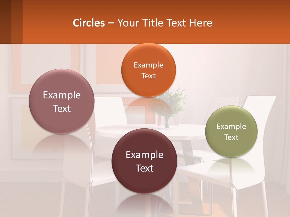 A White Table And Chairs In A Room PowerPoint Template