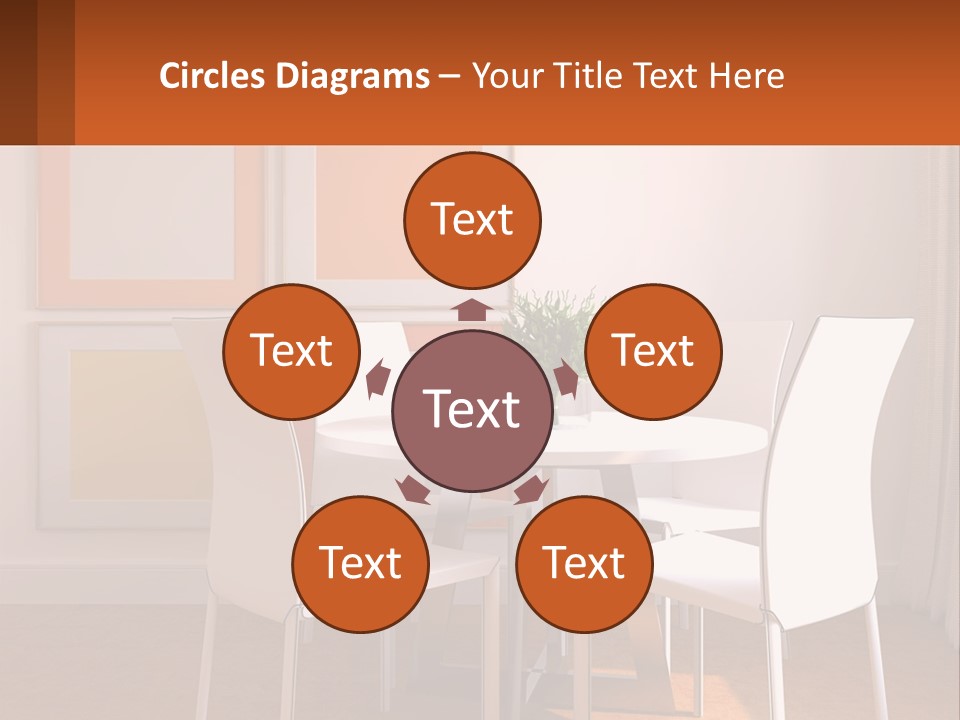 A White Table And Chairs In A Room PowerPoint Template