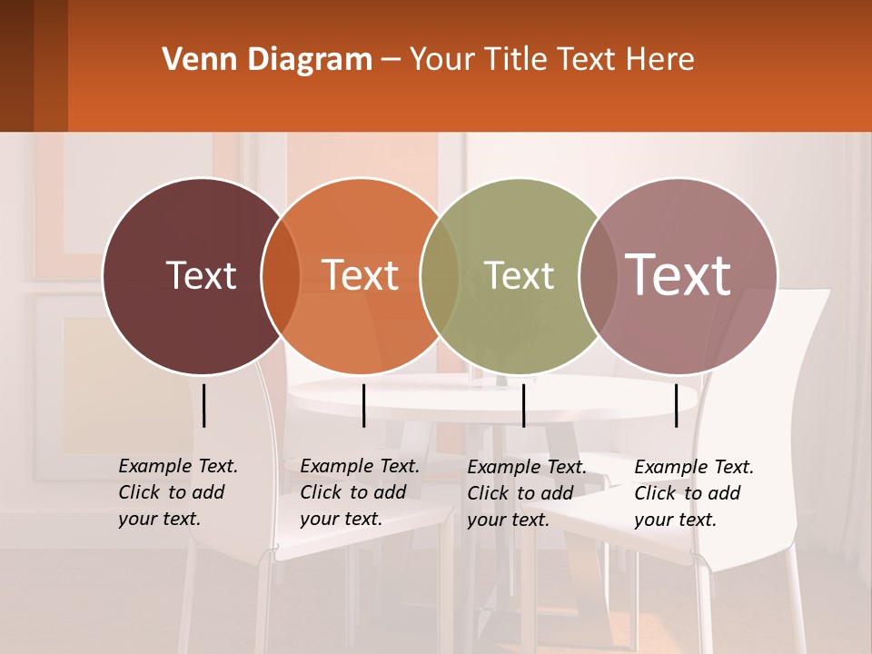 A White Table And Chairs In A Room PowerPoint Template