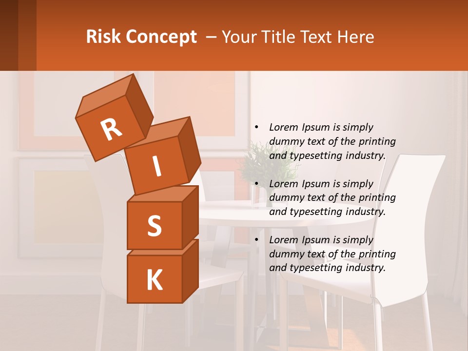 A White Table And Chairs In A Room PowerPoint Template