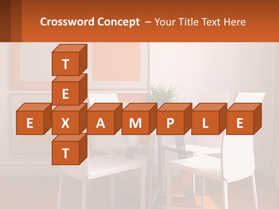 A White Table And Chairs In A Room PowerPoint Template