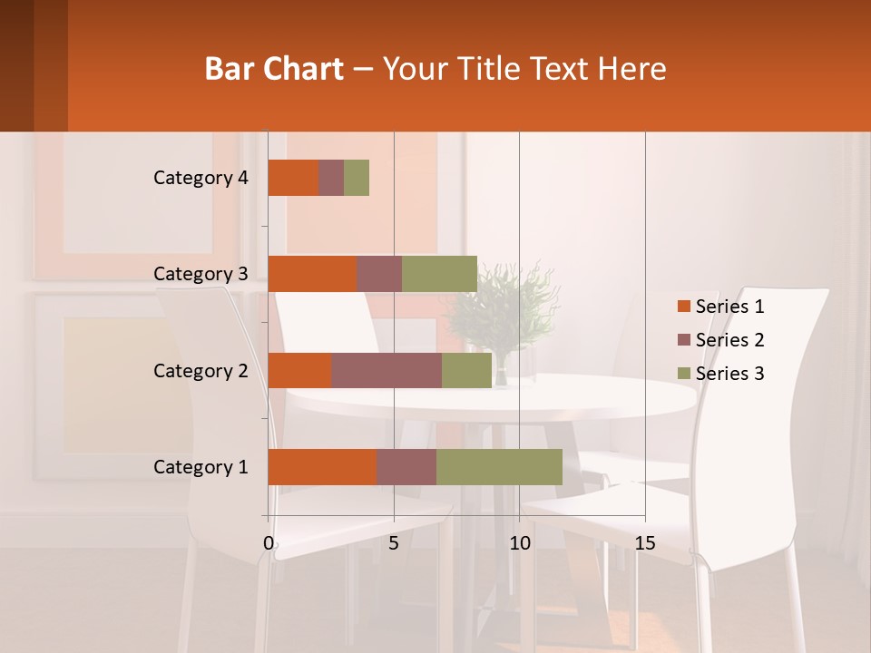 A White Table And Chairs In A Room PowerPoint Template