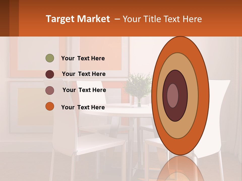 A White Table And Chairs In A Room PowerPoint Template