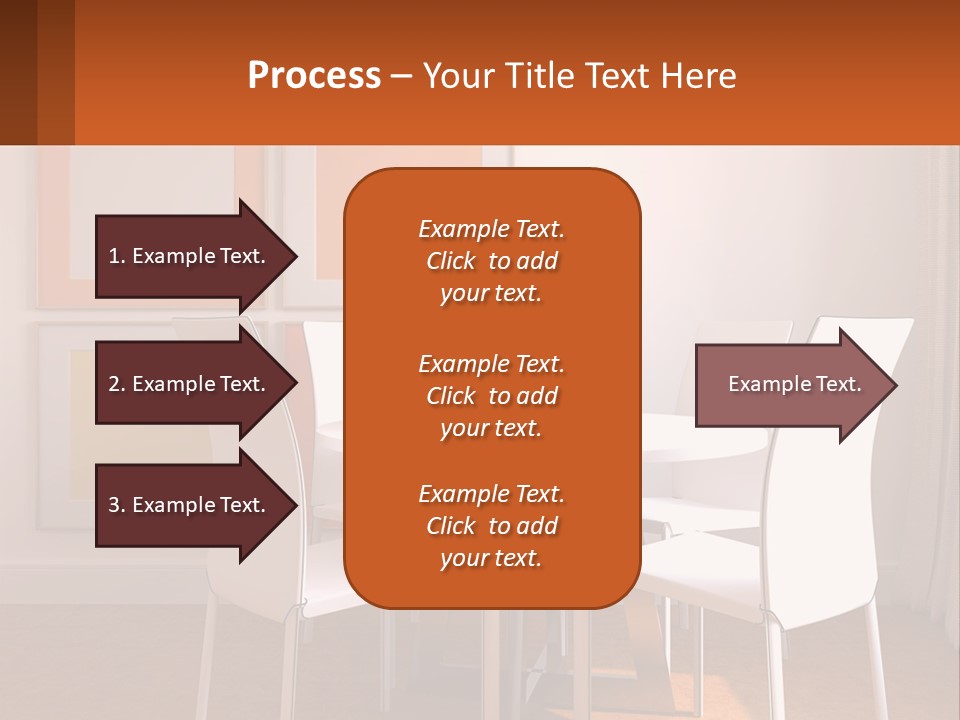A White Table And Chairs In A Room PowerPoint Template