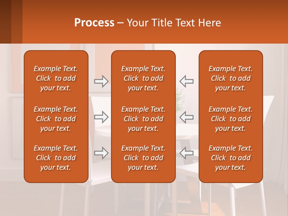 A White Table And Chairs In A Room PowerPoint Template