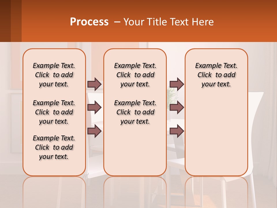 A White Table And Chairs In A Room PowerPoint Template