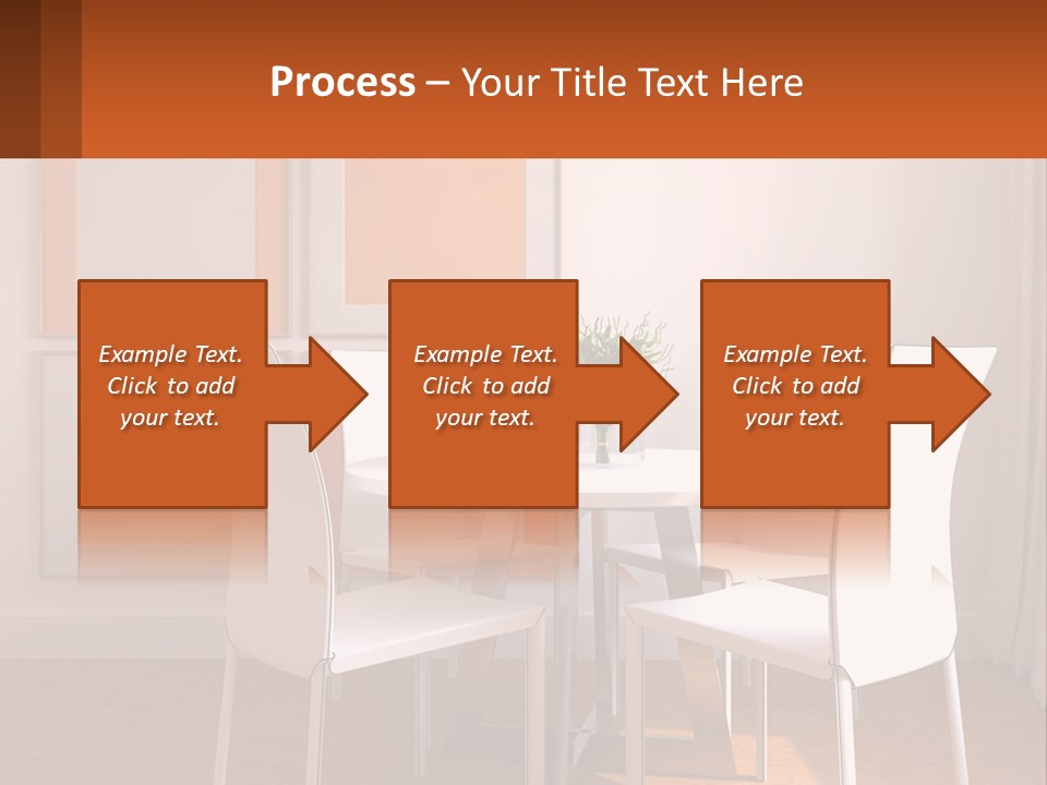 A White Table And Chairs In A Room PowerPoint Template