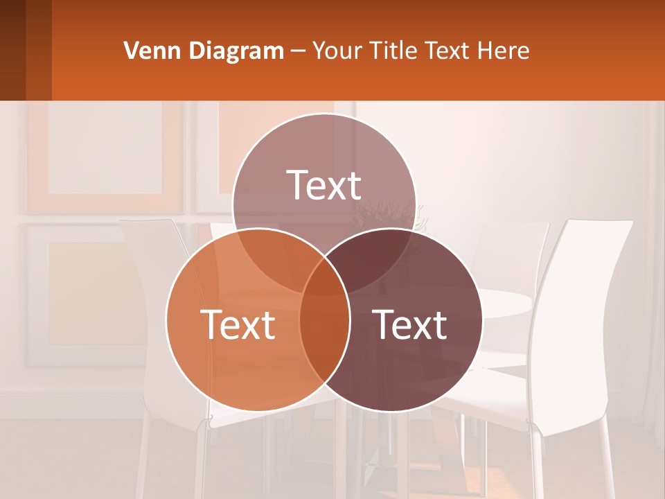 A White Table And Chairs In A Room PowerPoint Template