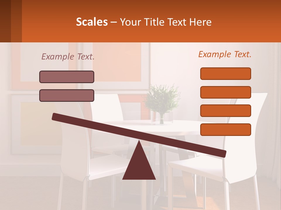 A White Table And Chairs In A Room PowerPoint Template