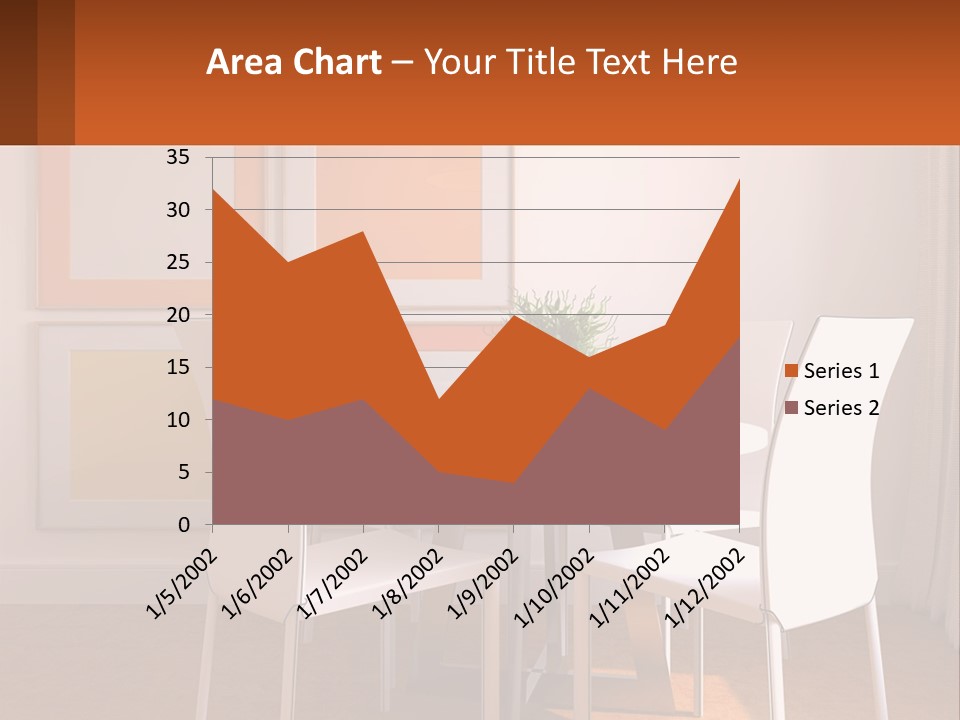 A White Table And Chairs In A Room PowerPoint Template
