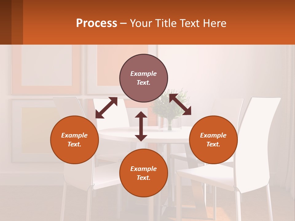 A White Table And Chairs In A Room PowerPoint Template