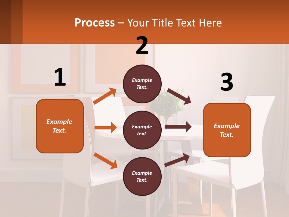 A White Table And Chairs In A Room PowerPoint Template