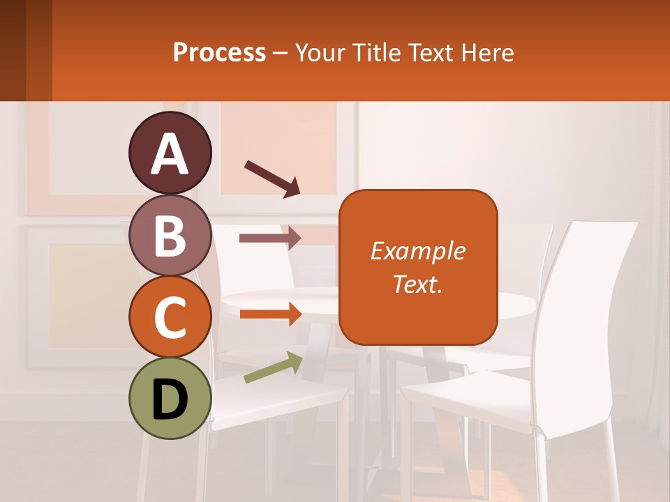 A White Table And Chairs In A Room PowerPoint Template