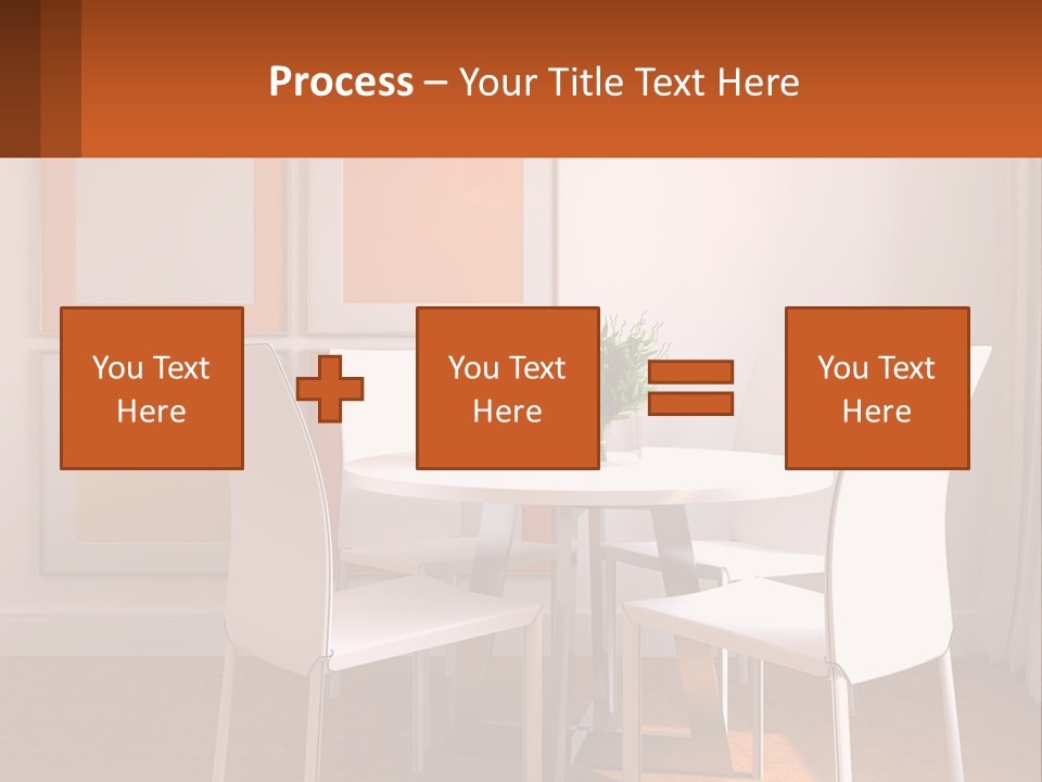 A White Table And Chairs In A Room PowerPoint Template