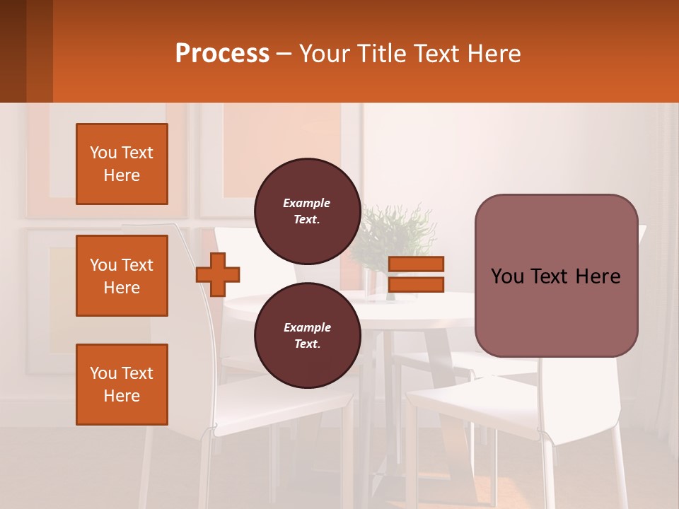 A White Table And Chairs In A Room PowerPoint Template