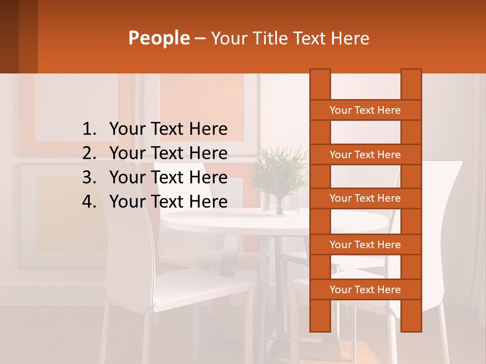 A White Table And Chairs In A Room PowerPoint Template