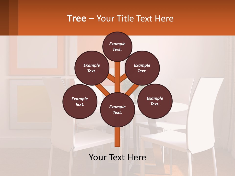 A White Table And Chairs In A Room PowerPoint Template