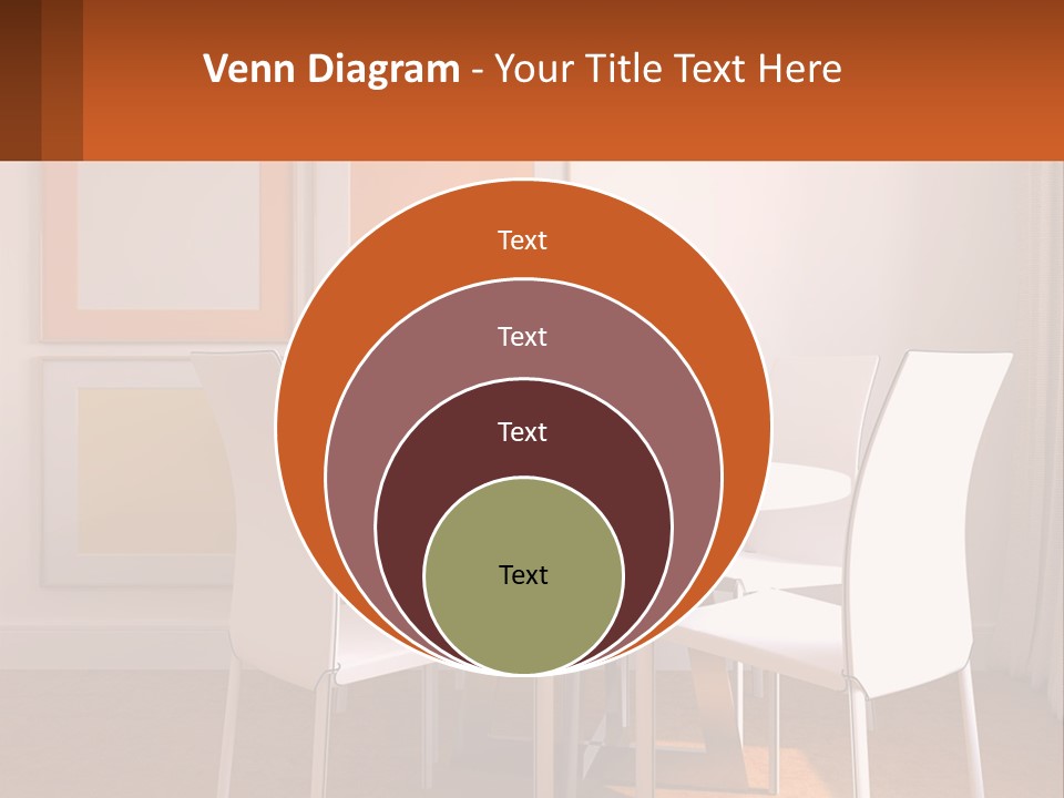 A White Table And Chairs In A Room PowerPoint Template