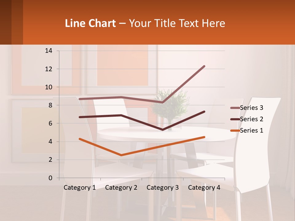 A White Table And Chairs In A Room PowerPoint Template