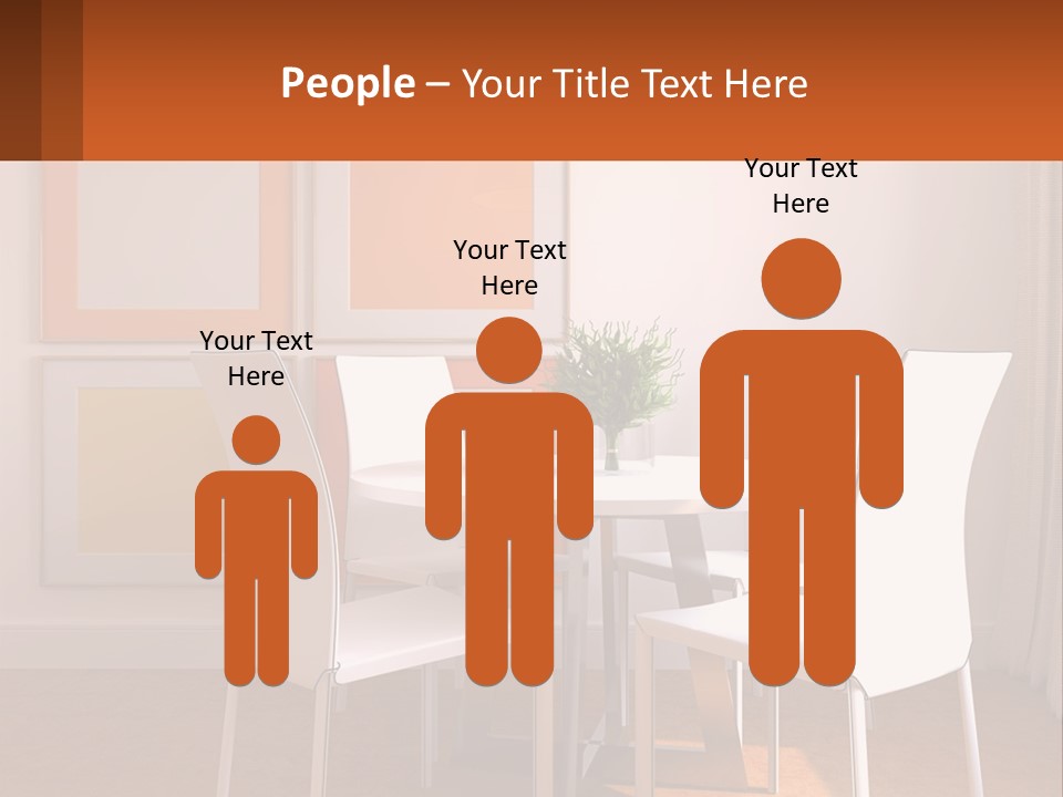 A White Table And Chairs In A Room PowerPoint Template