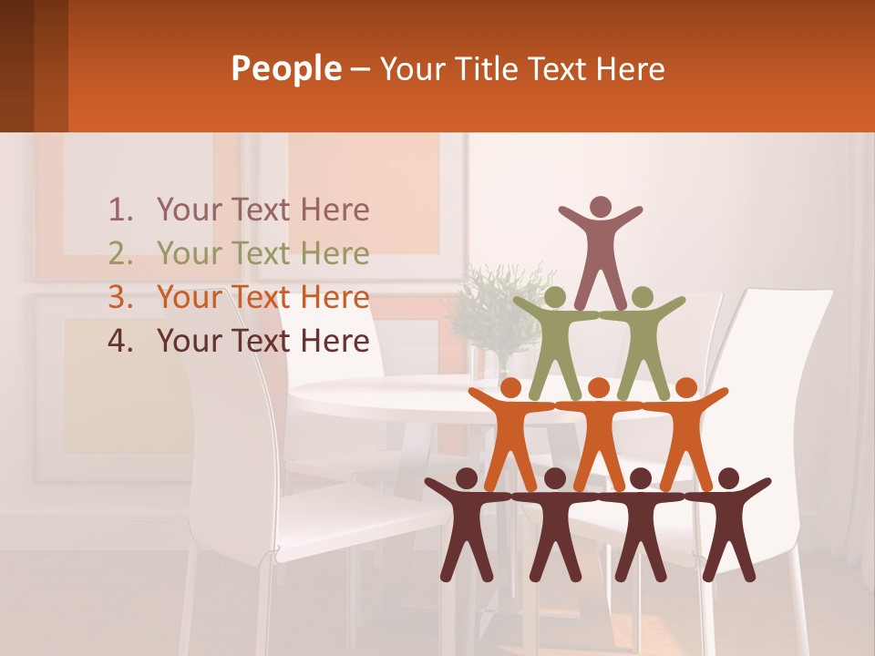 A White Table And Chairs In A Room PowerPoint Template