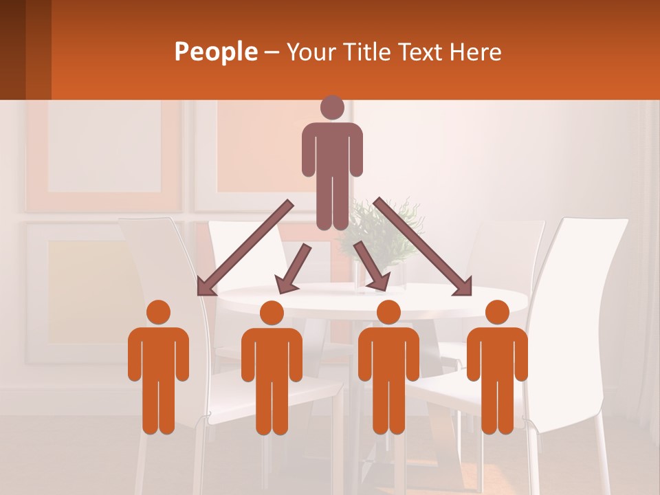 A White Table And Chairs In A Room PowerPoint Template