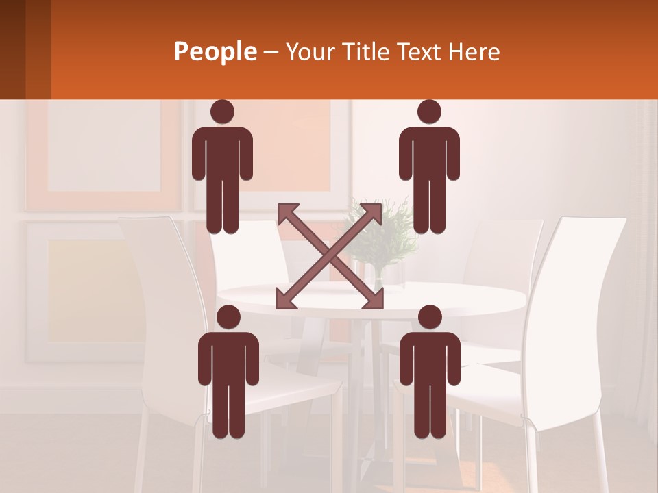 A White Table And Chairs In A Room PowerPoint Template