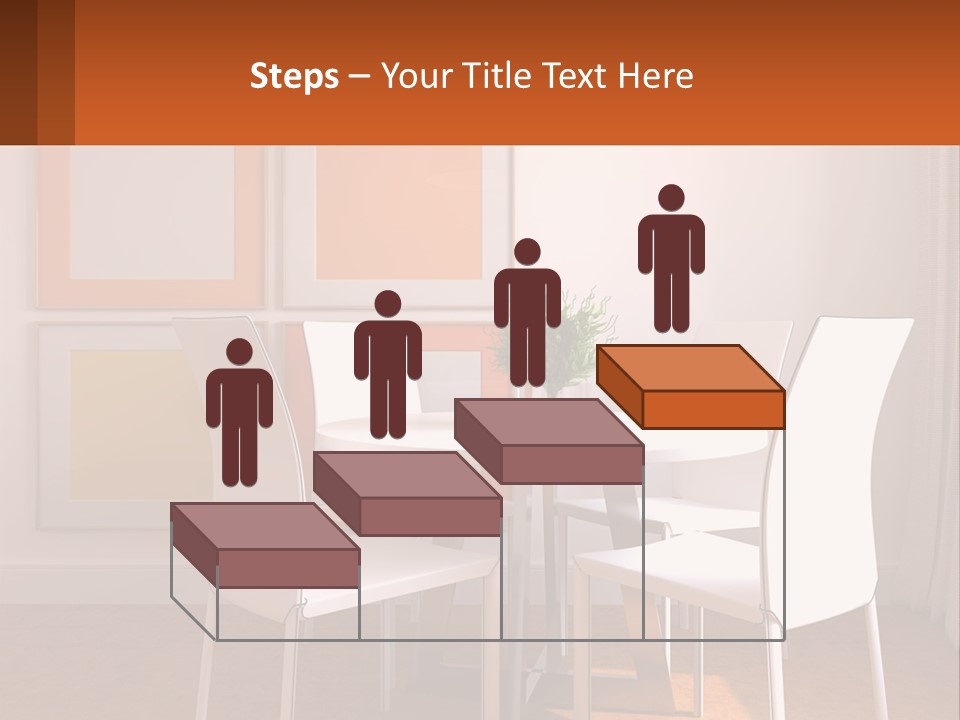 A White Table And Chairs In A Room PowerPoint Template