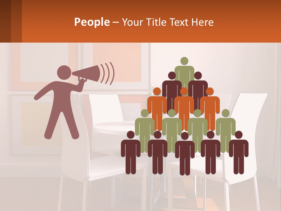 A White Table And Chairs In A Room PowerPoint Template