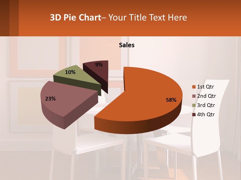 A White Table And Chairs In A Room PowerPoint Template