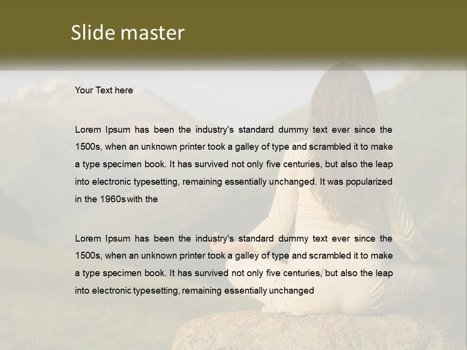 A Woman Sitting On A Rock In The Middle Of A Field PowerPoint Template