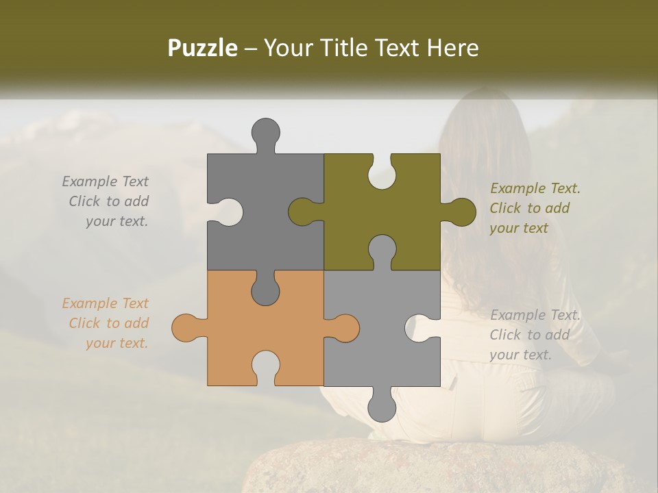 A Woman Sitting On A Rock In The Middle Of A Field PowerPoint Template