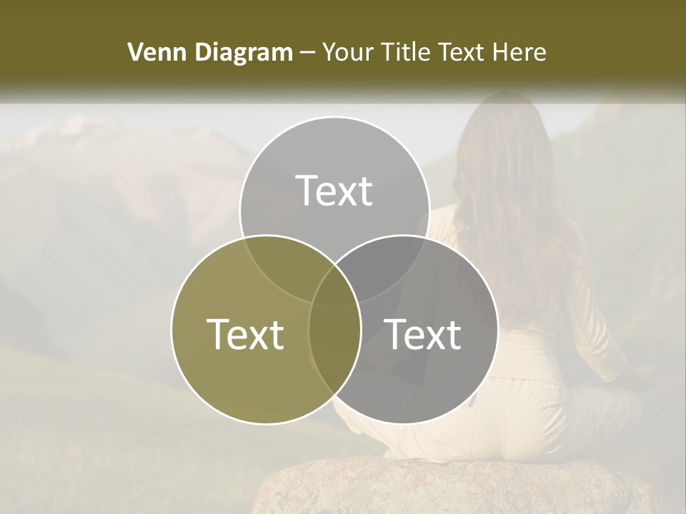 A Woman Sitting On A Rock In The Middle Of A Field PowerPoint Template