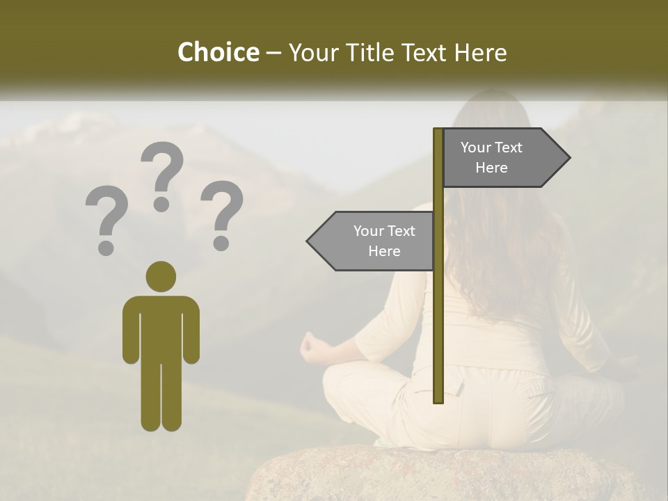 A Woman Sitting On A Rock In The Middle Of A Field PowerPoint Template