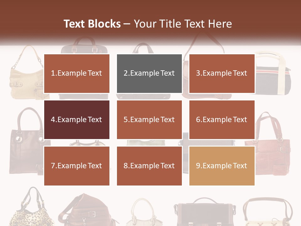 A Group Of Purses With A Name Of Presentation PowerPoint Template