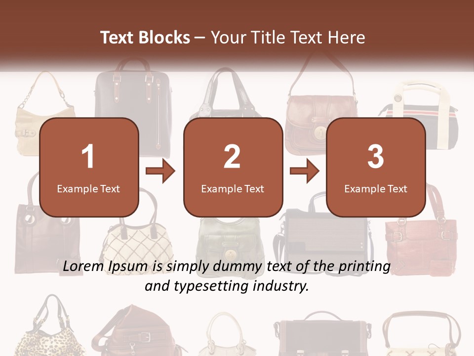 A Group Of Purses With A Name Of Presentation PowerPoint Template