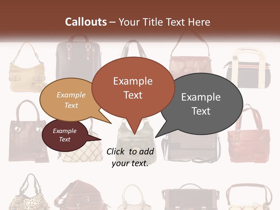 A Group Of Purses With A Name Of Presentation PowerPoint Template