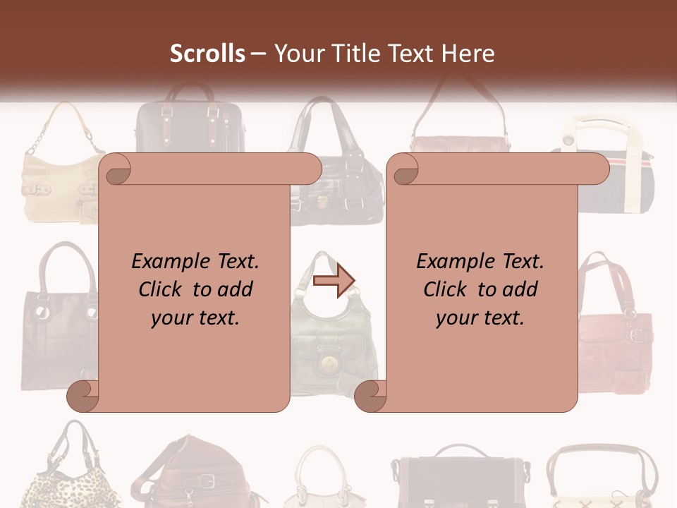 A Group Of Purses With A Name Of Presentation PowerPoint Template