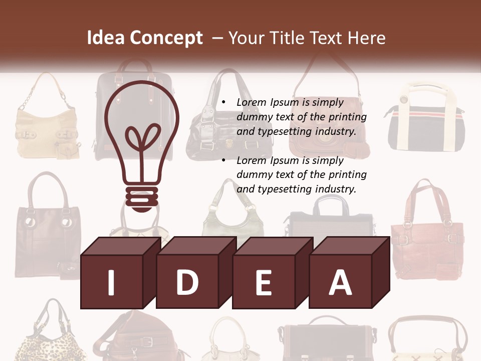 A Group Of Purses With A Name Of Presentation PowerPoint Template